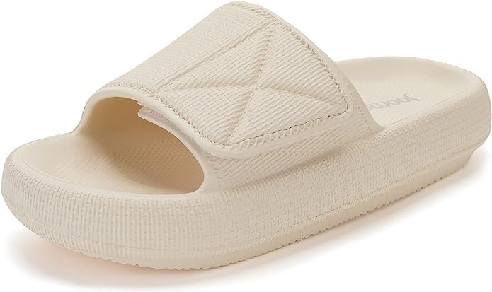 Adjustable Pillow Slippers for Men Women Slides, Beige