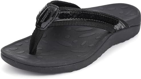 Flip Flops for Women Arch Support Thong Sandals, Black