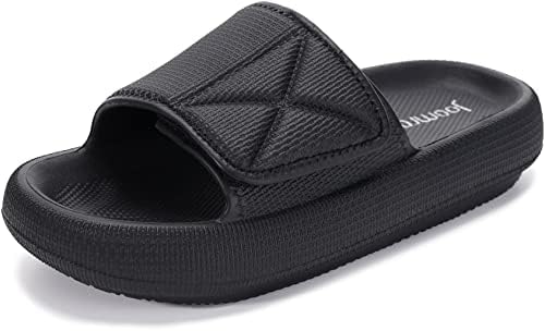 Men Women Adjustable Pillow Slippers Slides, Black