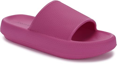 Pillow Slippers for Women Thick Sole Shower Slides, Hot Pink