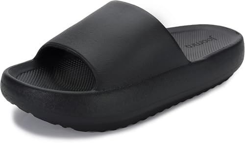 Pillow Slippers Women Mens Slides Arch Support, Black