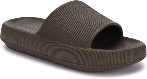 Pillow Slippers Women Mens Slides Thick Sole, Chocolate