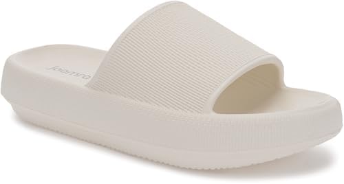 Thick Sole Pillow Slippers for Women Mens Slides, Beige