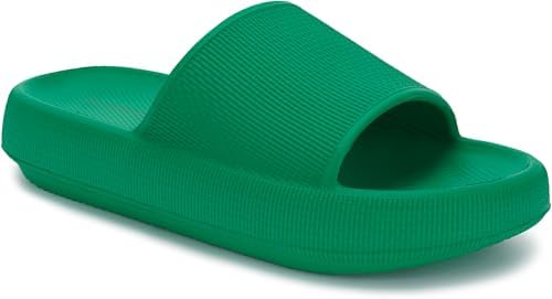 Thick Sole Slides for Women Men Pillow Slippers, Green