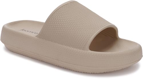 Thick Sole Slides for Women Men Pillow Slippers, Khaki