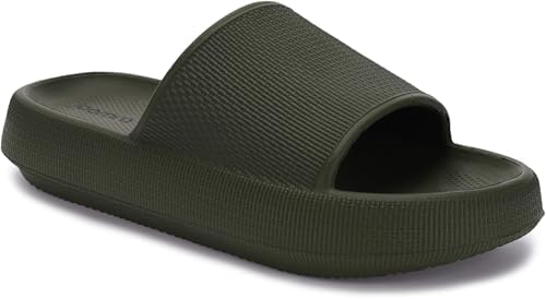 Thick Sole Slippers for Women Mens Slides, Army Green