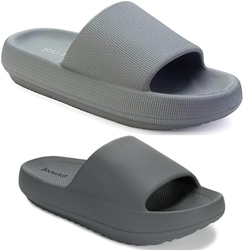 Unisex Pillow Slippers And Arch Support Slides House Shoes, Grey