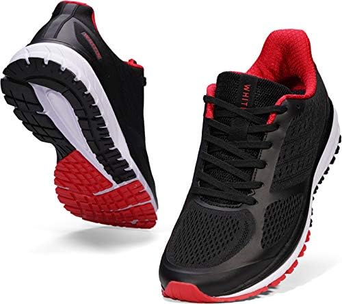 Whitin Men's Running Shoes Walking Sneakers, Black Red