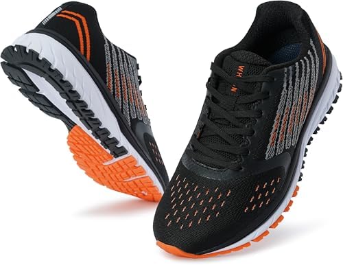 Whitin Men's Running Shoes Workout Sneakers, Black Orange