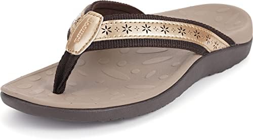 Women's Thong Sandals Arch Support Flip Flops, Gold