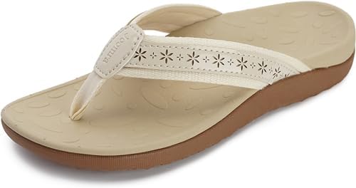 Women's Thong Sandals Arch Support Flip Flops, Khaki