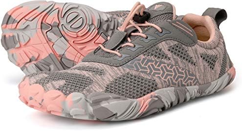 Women's Trail Running Barefoot Shoes Zero Drop, Grey Pink