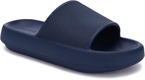 Womens Slides Mens Thick Sole Slippers, Dark Blue